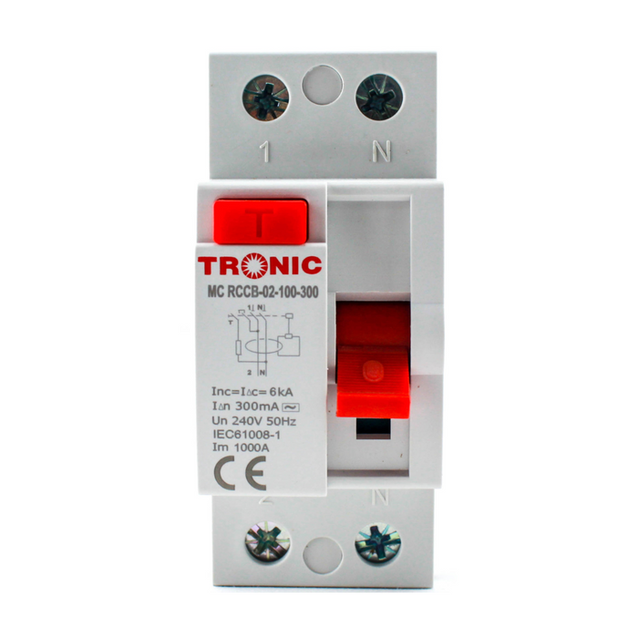 Tronic Circuit Breaker 100A/300mA SP NEW MC RCCB-02-100-300