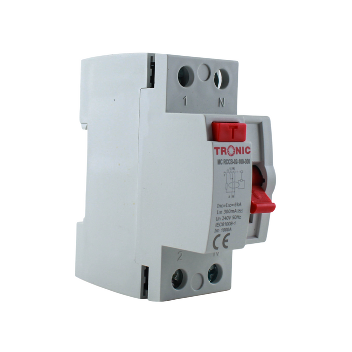 Tronic Circuit Breaker 100A/300mA SP NEW MC RCCB-02-100-300