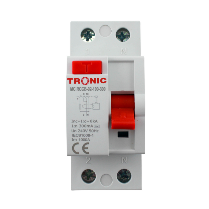 Tronic Circuit Breaker 100A/300mA SP NEW MC RCCB-02-100-300