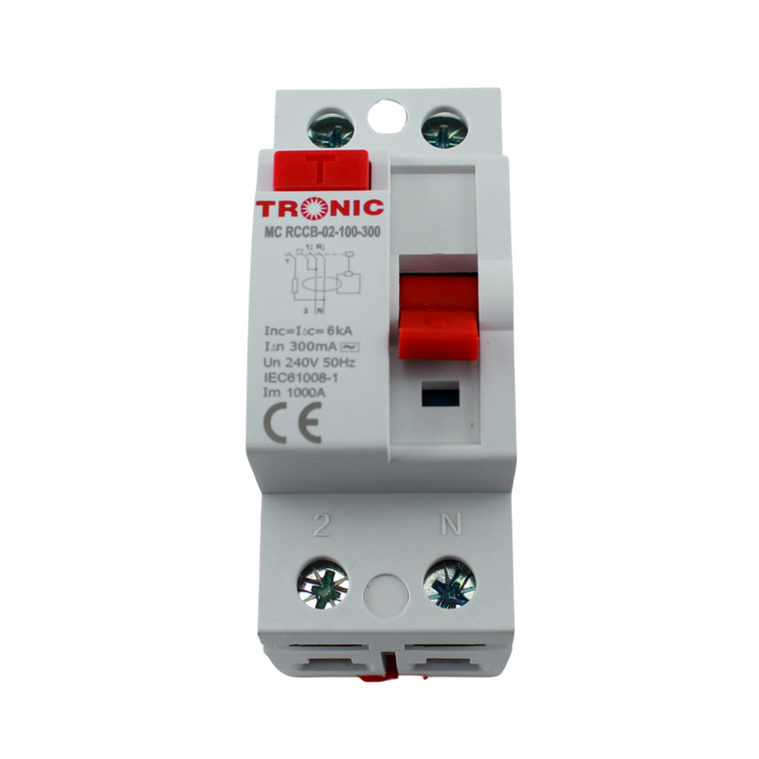 Tronic Circuit Breaker 100A/300mA SP NEW MC RCCB-02-100-300