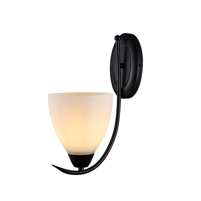 Curved Black Metal Frame With Elegant Wall Lamp