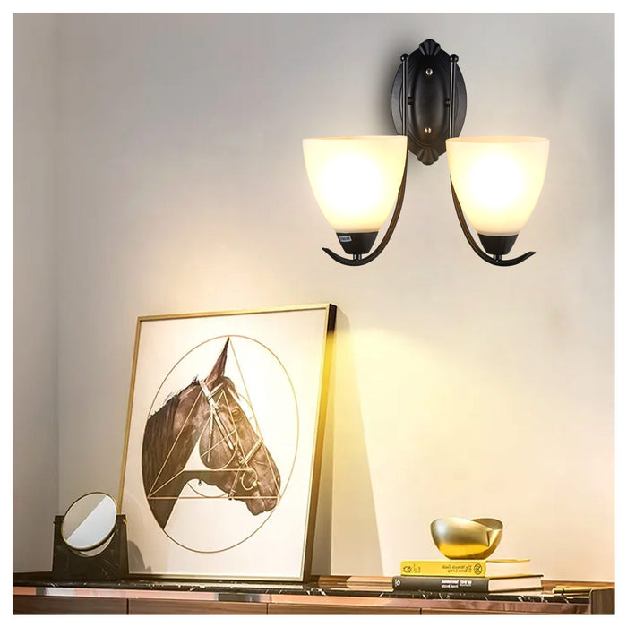 Elegant Wall Sconce with Frosted Glass Shade 2 Lamp