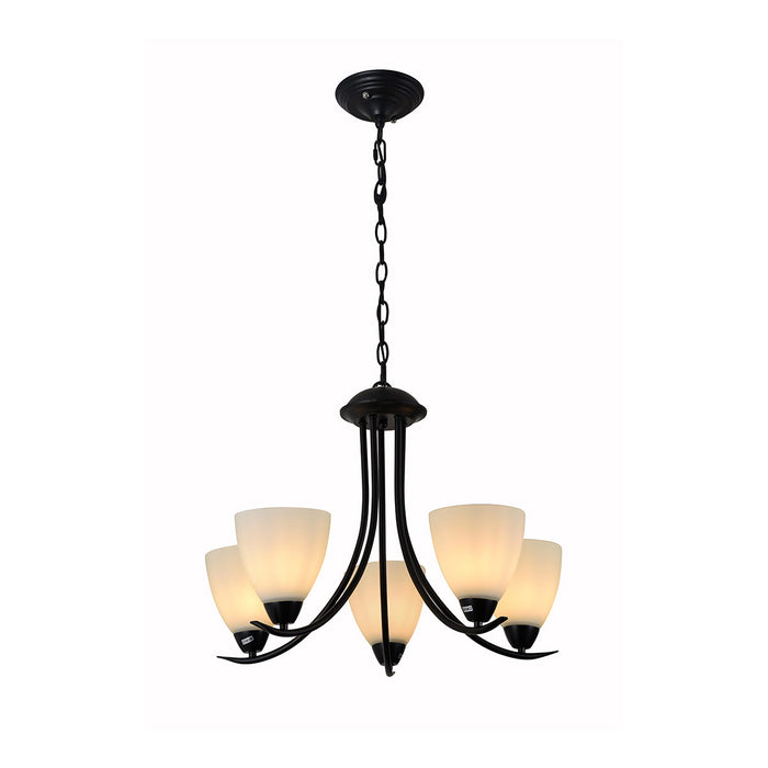 5-Light Chandelier Light With Frosted Glass Shades