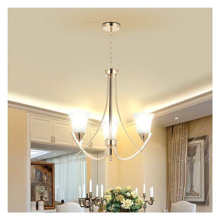 Chandelier Light Pendant Lamp Golden E27 Bulb 3 Lamp