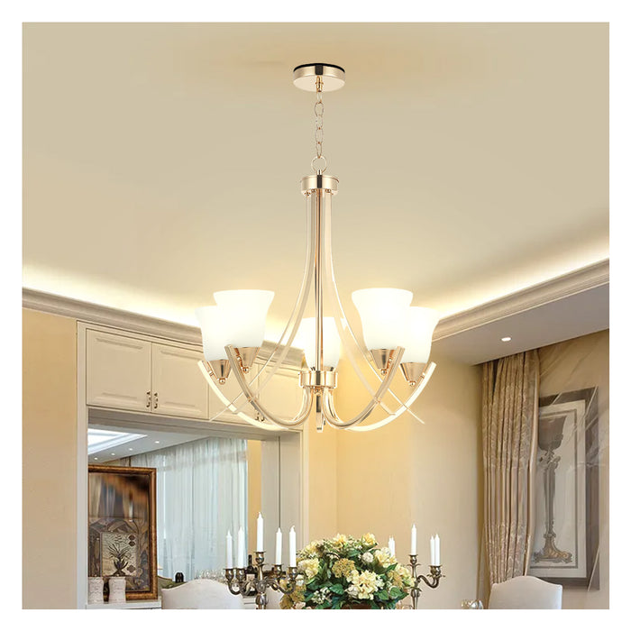 Chandelier Light Pendant Lamp Golden E27 Bulb 5 Lamp