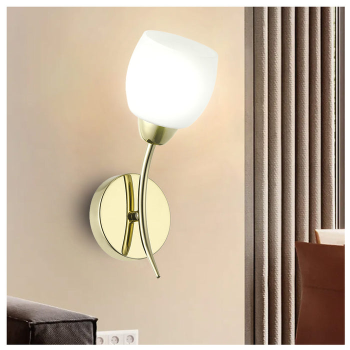 Gold Modern Chrome Wall Lamp Sconce with Frosted Glass Shade