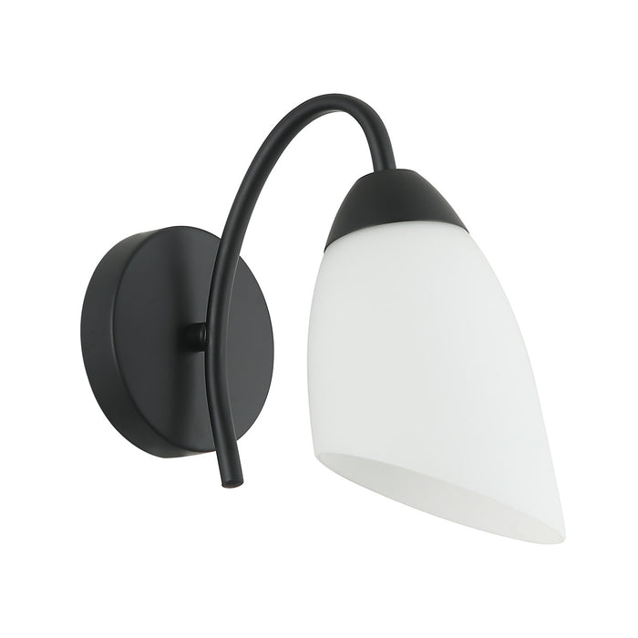 Modern Wall Light Fixture with Frosted Glass Shade Black Metal Finish