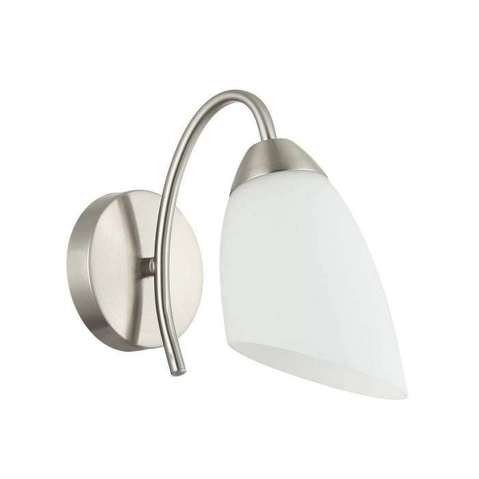 Modern Wall Light Fixture with Frosted Glass Shade Silver Metal Finish