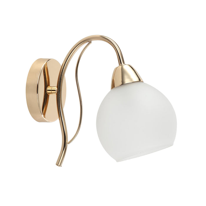 Golden Wall Lamp with E27 Bulb Holder and Frosted Glass Shade