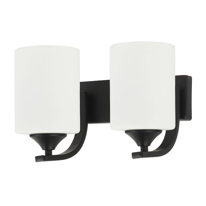 Modern Double Wall Light With Frosted Glass Shades and Black Metal Finish