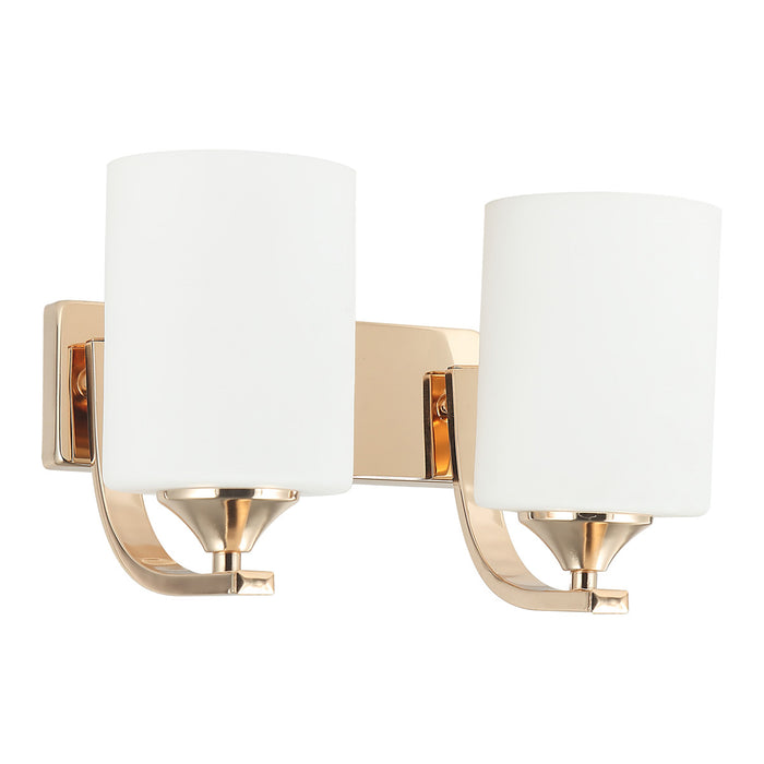 Modern Double Wall Light with Frosted Glass Shades Gold Metal Finish