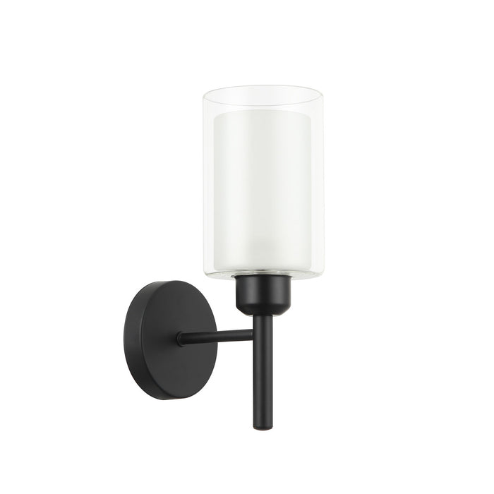 Single Wall Light with Clear Glass Shade Black