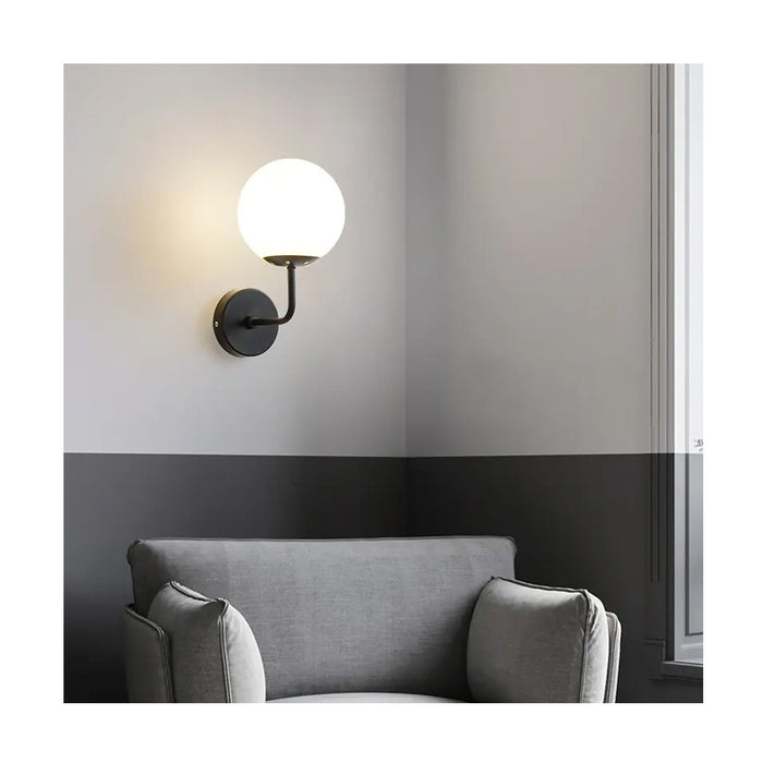 Frosted Glass Ball Type Wall Lamp Black