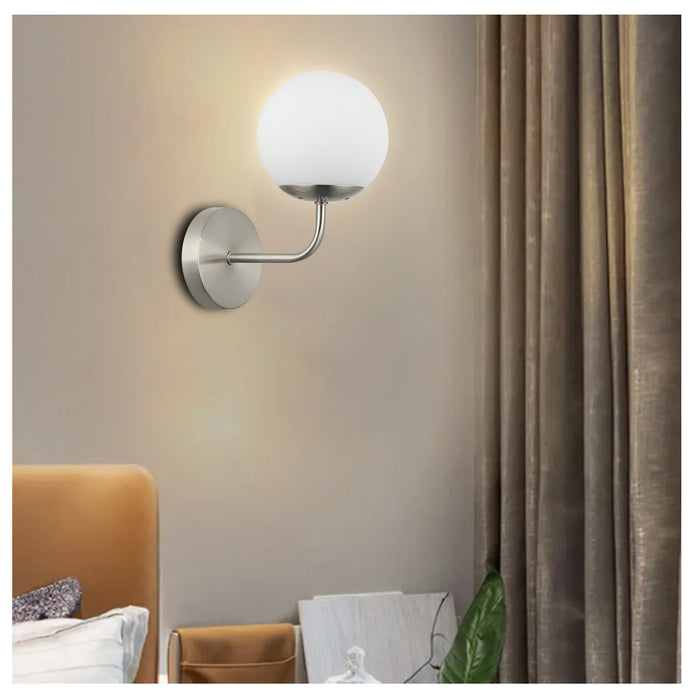 Nordic Modern Wall Lamp Luxury Glass Globe Light Silver