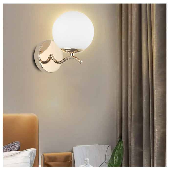 Modern Minimalist Wall Lamp Frosted Glass Globe Light Golden