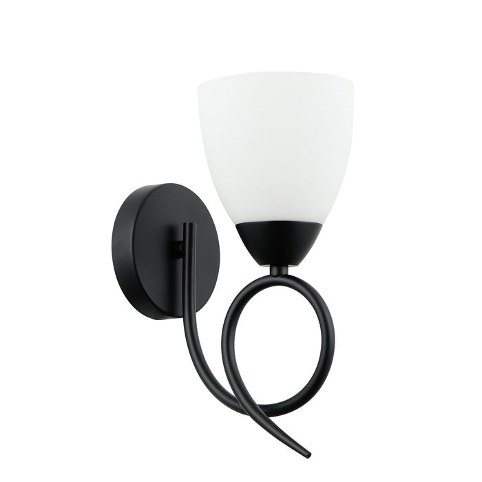 Modern Black Wall Light with Frosted Glass Shade