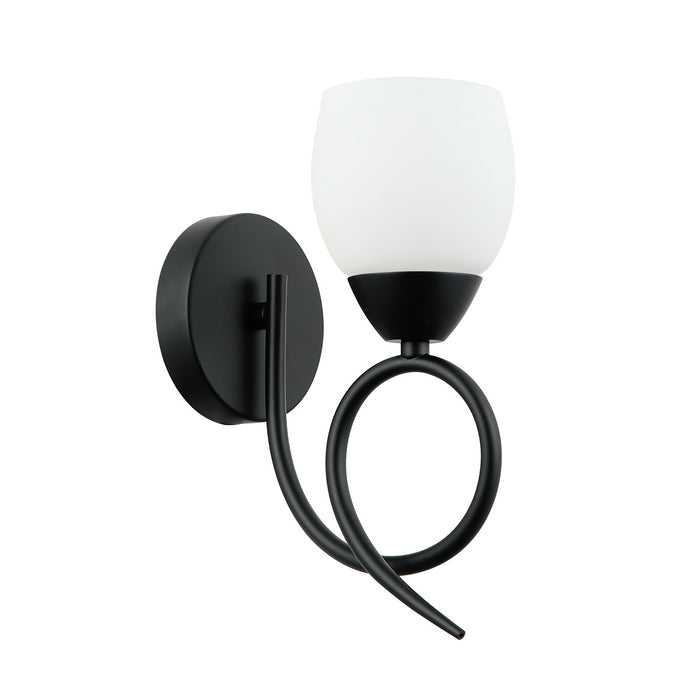 Modern Black Wall Light with Frosted Glass Shade