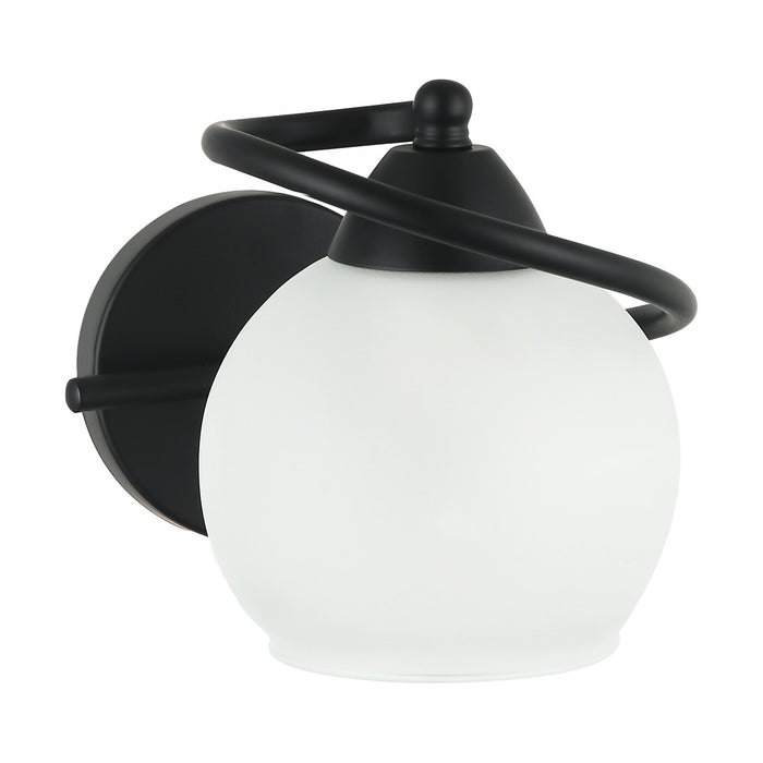 Contemporary Black Wall Light With Frosted Glass Shade