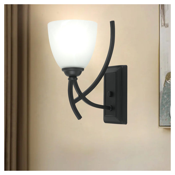 Modern Black Wall Light with Frosted Glass Shade Decorative