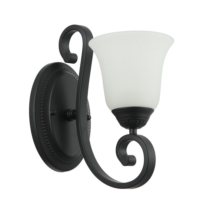 Vintage Black Wall Light with Frosted Glass Bell Shade