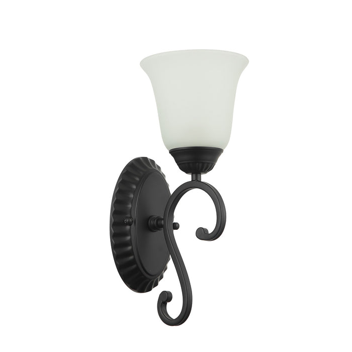 Vintage Black Wall Light with Frosted Bell Glass Shade