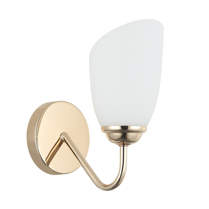 Modern Golden Wall Light with Frosted Glass Tulip Shade