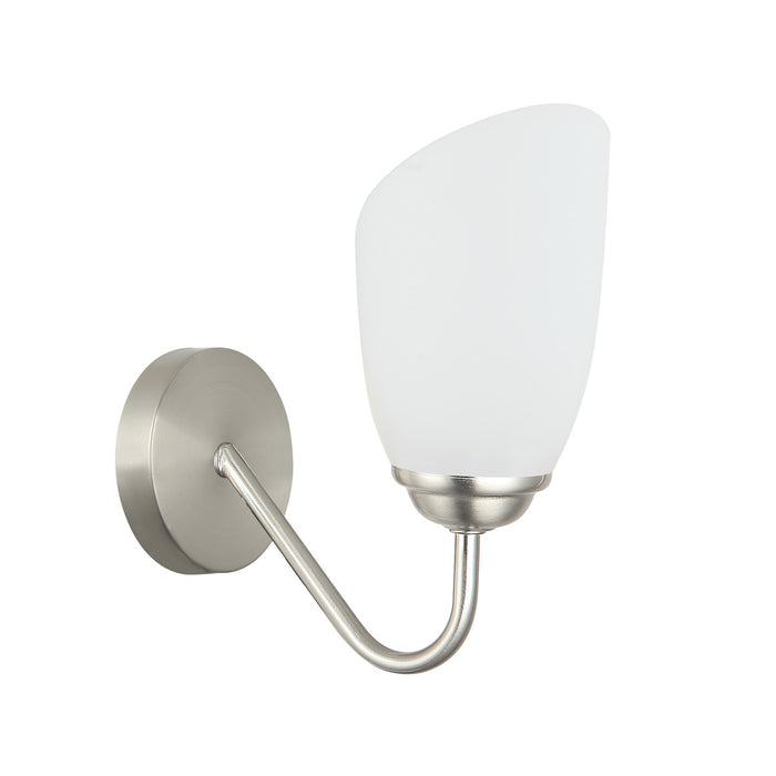 Modern Silver Wall Light with Frosted Glass Tulip Shade