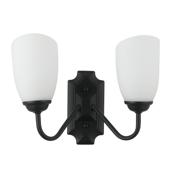 Modern Black Double Wall Light with Frosted Glass Shades