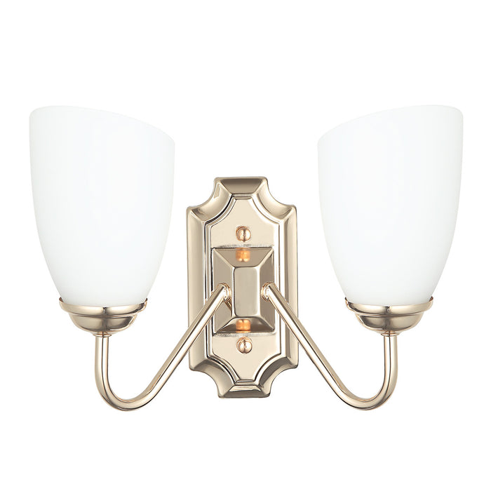 Modern Golden Double Wall Light with Frosted Glass Shades