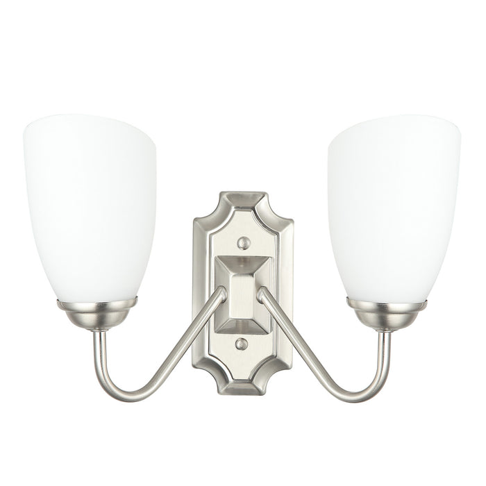 Modern Silver Double Wall Light with Frosted Glass Shades