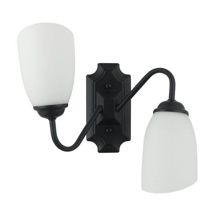 Modern Black Double Wall Sconce with Frosted Glass Shades