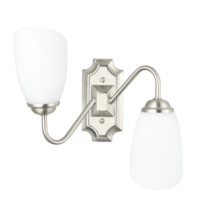 Modern Silver Double Wall Sconce with Frosted Glass Shades