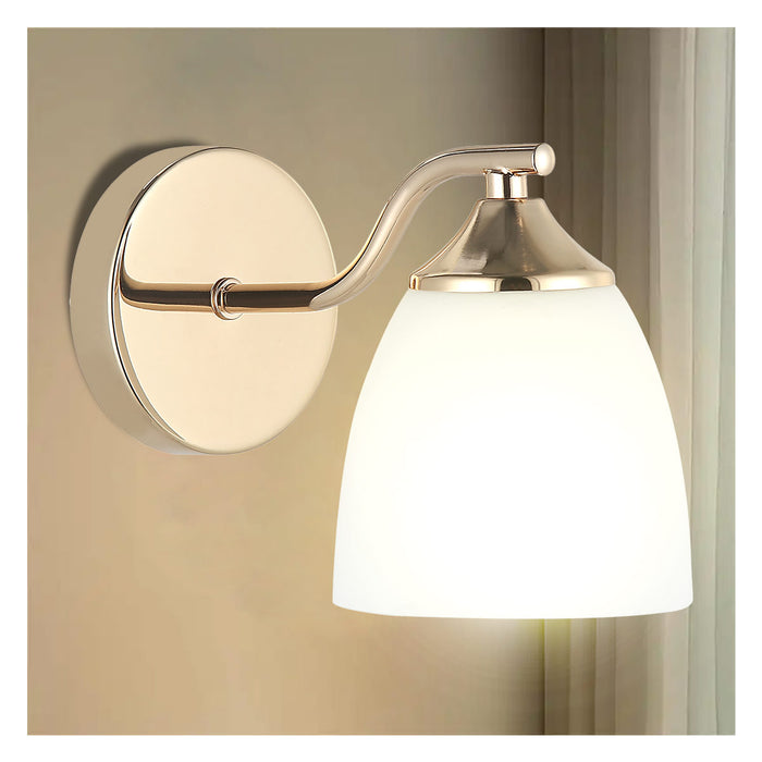 Indoor Modern Matte Golden Wall Light Sconce with Frosted Glass Shade