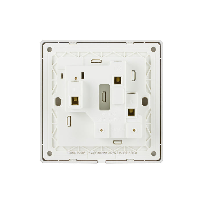 Grey - Single Switch Socket With Neon