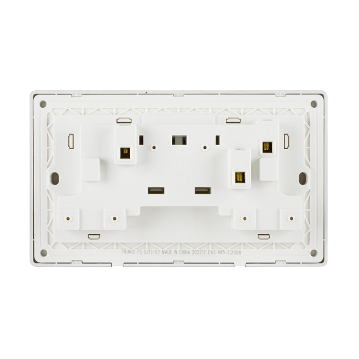 Grey - Twin Switch Socket with Neon