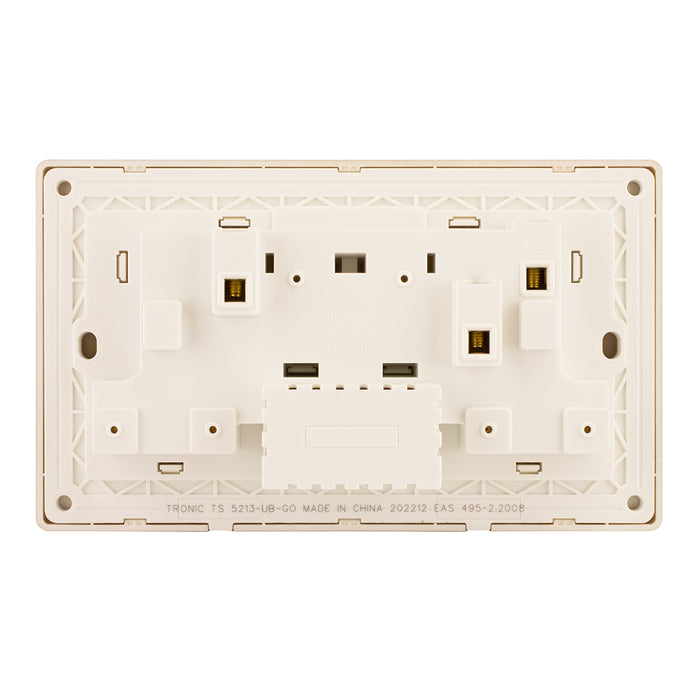 Gold - Twin Switch Socket with USB + Type C