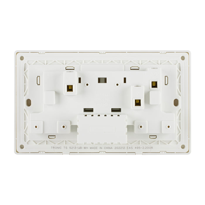 Glossy White - Twin Switch Socket with USB + Type C