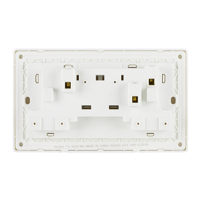 Glossy White - Twin Switch Socket with Neon