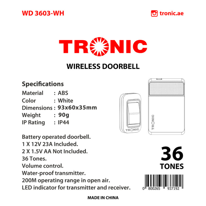 Wireless Doorbell WD 3603-WH