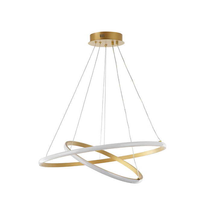 Modern LED Chandelier with Gold and White Orbital Rings