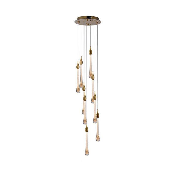 Luxury Multi-Drop LED Chandelier Gold Crystal Pendant