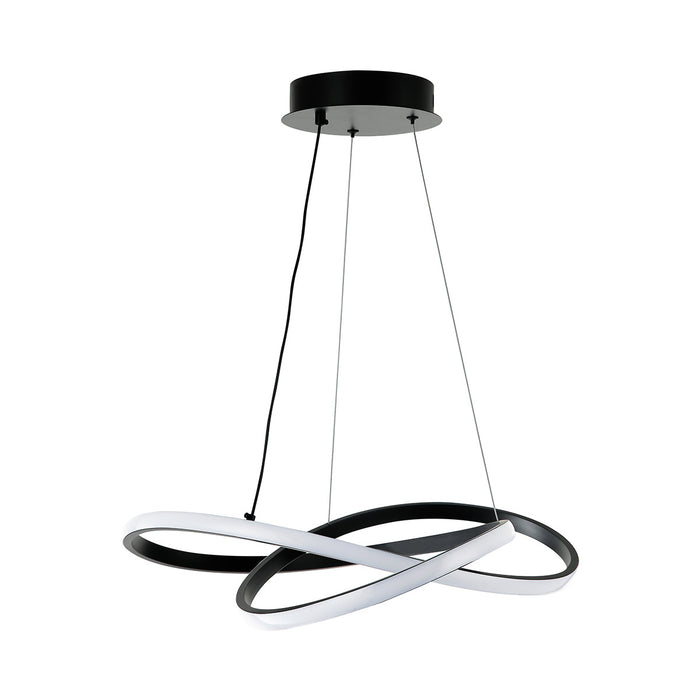 Modern LED Pendant Chandelier with Intersecting Black and White Rings 50 Watt