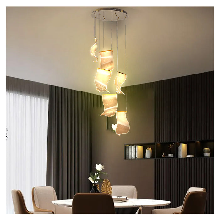 Artistic LED Pendant Chandelier Modern Flowing Design for Luxury Interiors