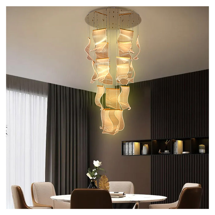 Grand Artistic LED Chandelier Flowing Multi-Tier Design for Luxury Spaces