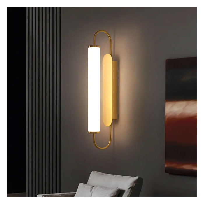 Sleek Brass and Opal Glass Wall Light