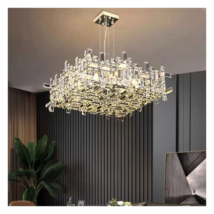 Modern Crystal Rectangular Chandelier 8 Lamp Luxury Lighting