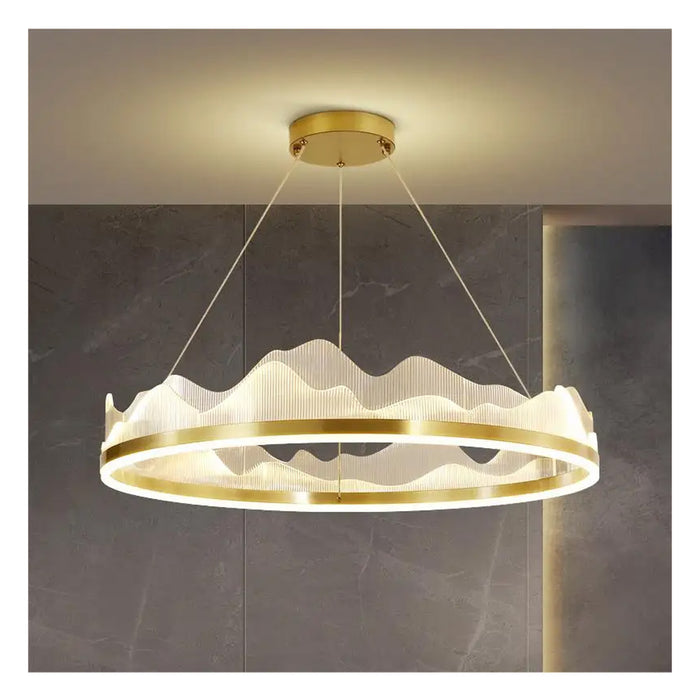 Modern Gold Circular LED Chandelier Light 28 Watt