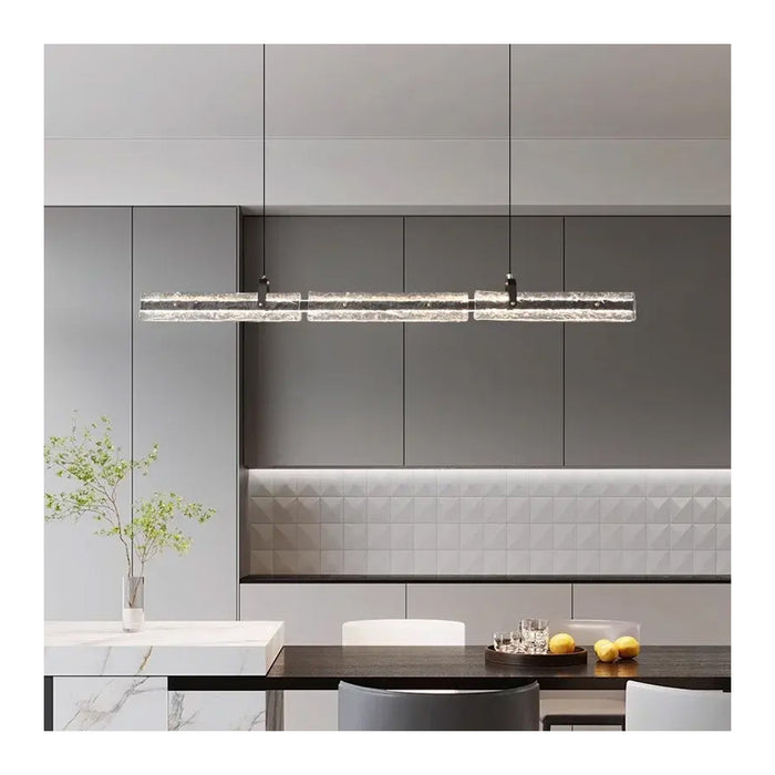 Modern Linear LED Pendant Light with Crystal Accents 36 Watt