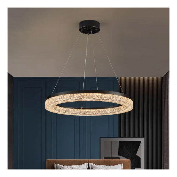 Modern Circular LED Pendant Light - Crystal Design