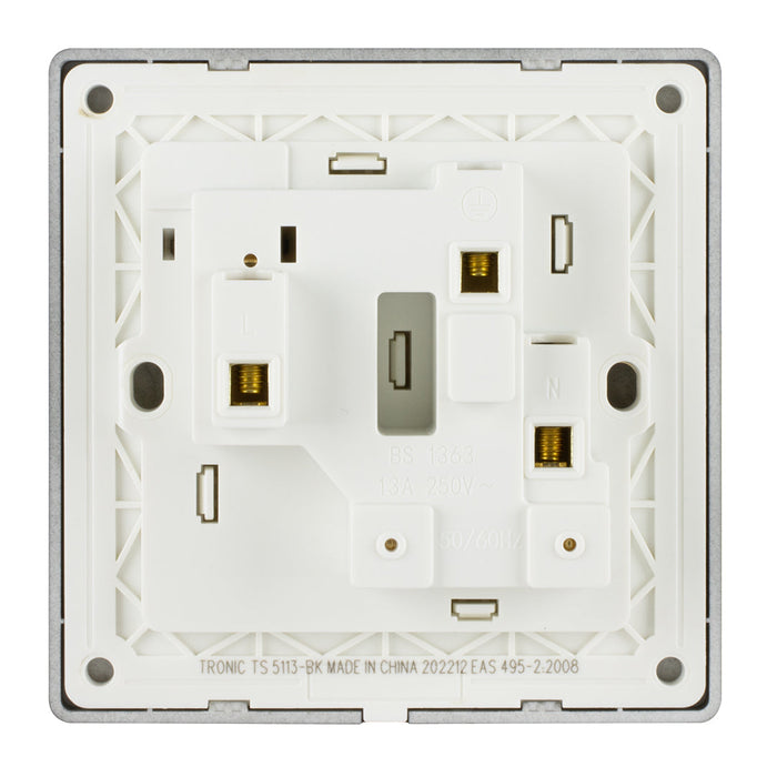 Black - Single Switch Socket With Neon